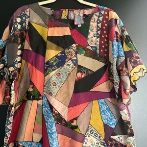 Johnny Was Multicolor Patchwork Blouse